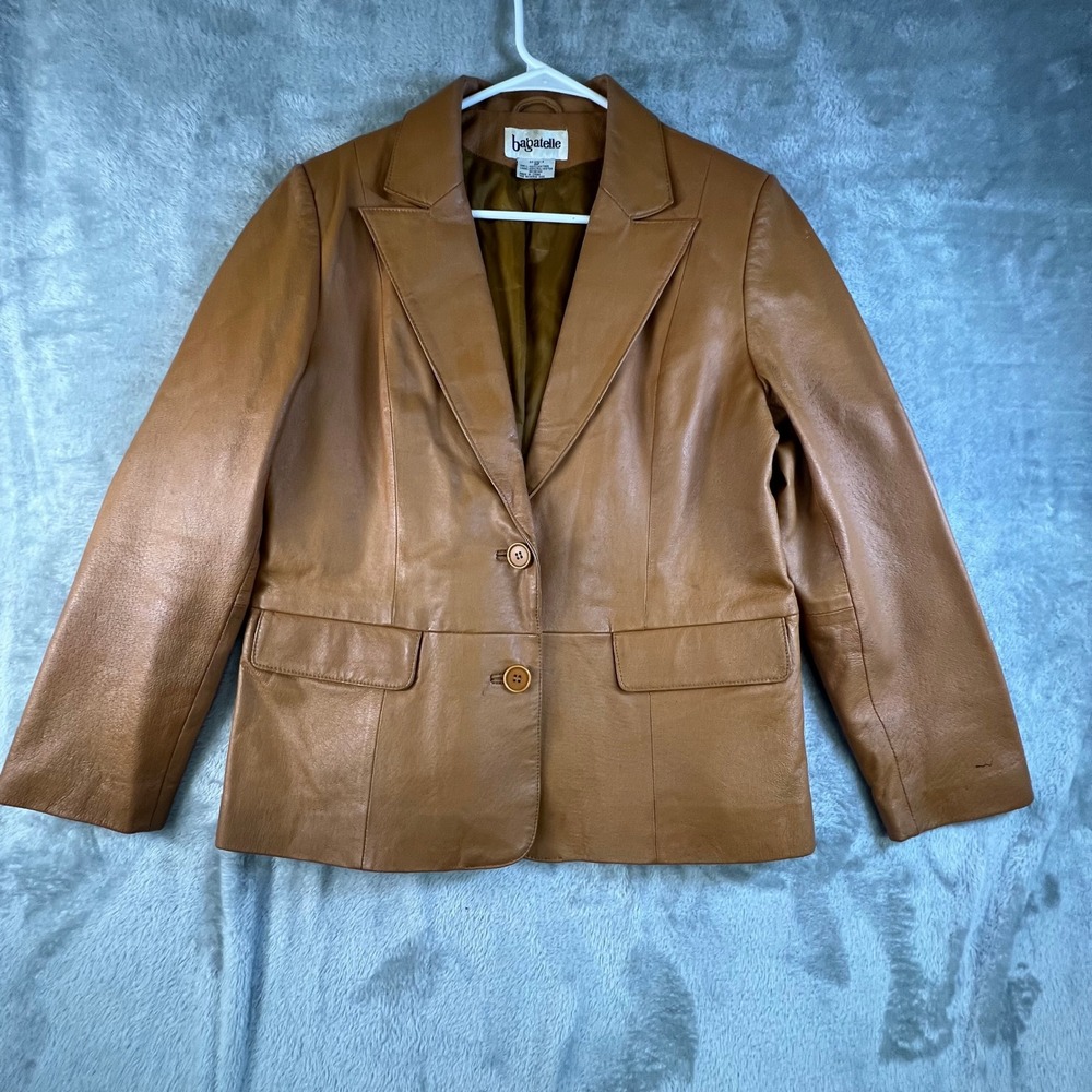 Vintage Bagatelle Leather Carmel Tan Jacket Ladies Size 12P Career Office Casual
